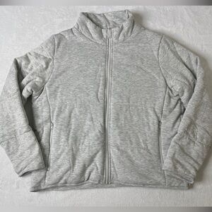 Three Dots Sz Large Light Gray Knit Material Lightweight Puffer Coat Athleisure